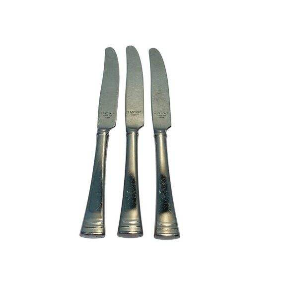 Lenox Federal Platinum Glossy Stainless 18/8 Dinner Knife Set of 3 - 9 1/2" L - Picture 1 of 9